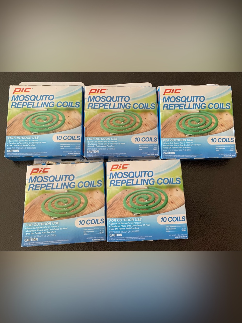 5 Pack Lot - PIC Mosquito Repelling Coils - 10 Coils Each - Model C-10-12 NIB
